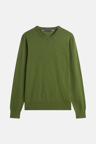 T-shirt vert de Tommy Tommy rondondonde avec, h r et et fine texture fine fine texture fine sur logo...