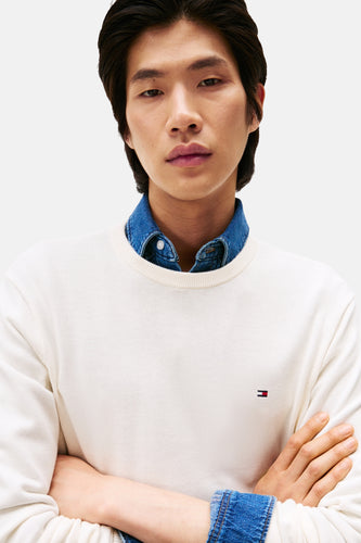 Pull à col rond - écru - TOMMY HILFIGER