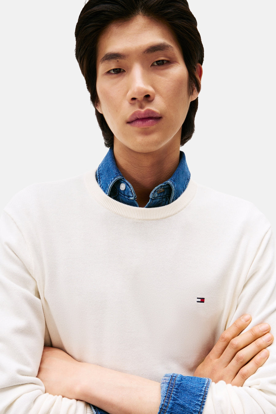 Pull à col rond - écru - TOMMY HILFIGER