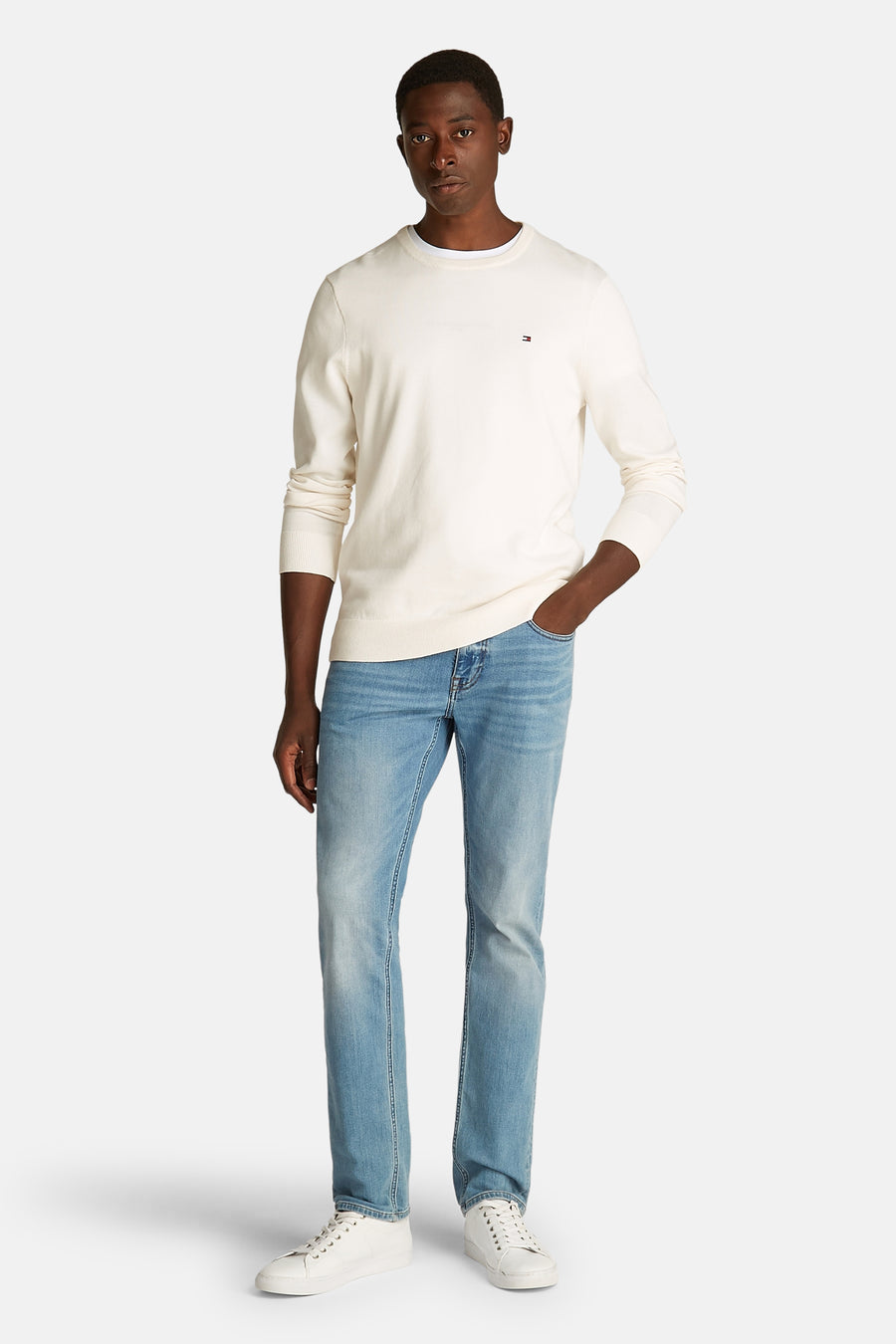 Pull à col rond - écru - TOMMY HILFIGER