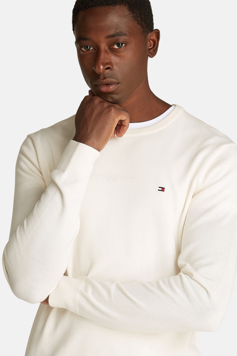 Pull à col rond - écru - TOMMY HILFIGER