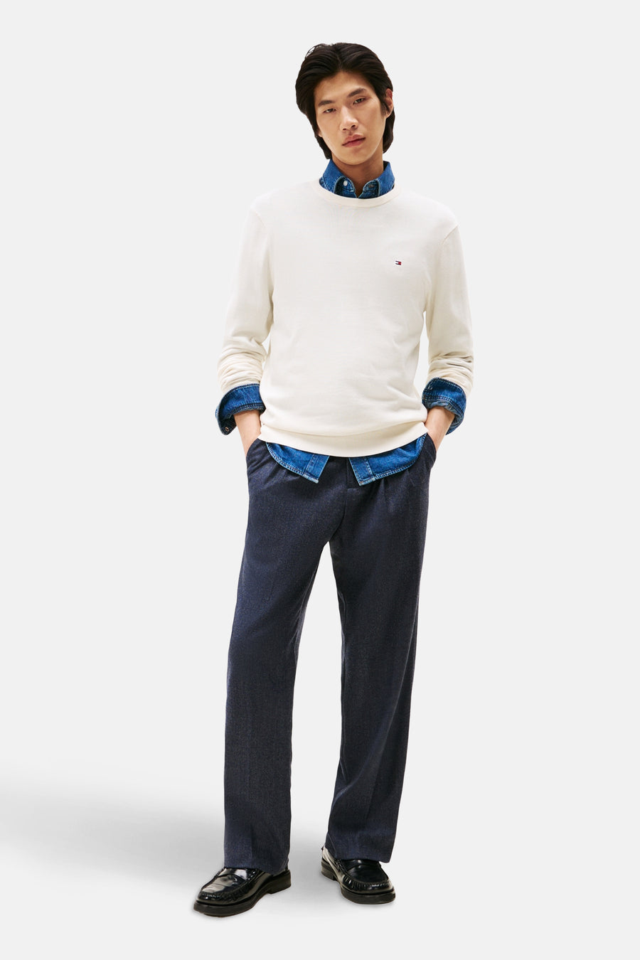 Pull à col rond - écru - TOMMY HILFIGER