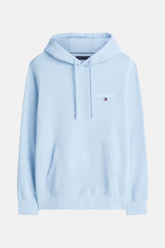 Sweat-shirt bleu avec capuche de Tommy Hilfiger, avec cordon et une poche kangourou à l'avant.