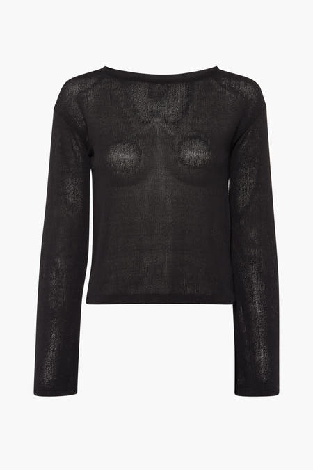 Gilet noir avec col rond de HAILYS, fabriqué en fine laine avec des manches longues.