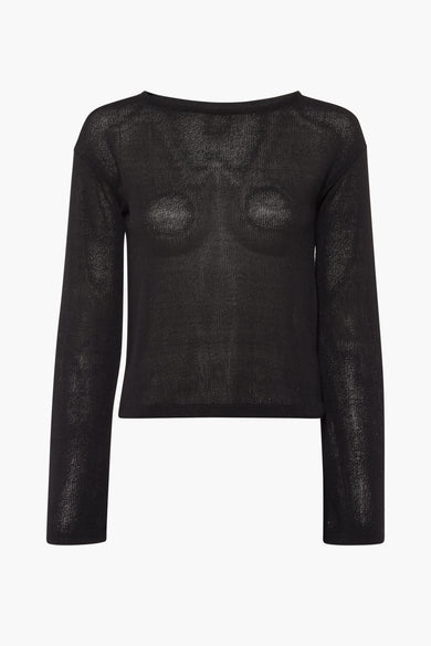 Gilet noir avec col rond de HAILYS, fabriqué en fine laine avec des manches longues.