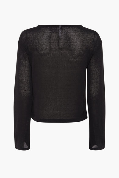 Gilet noir avec col rond de HAILYS, avec des manches longues et une texture fine.