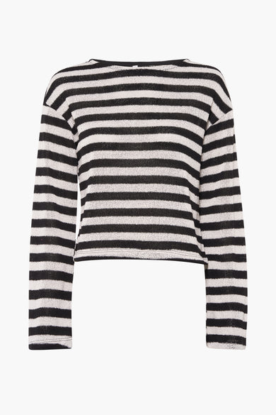 Pull-over tricoté noir avec col rond de HAILYS, à rayures.