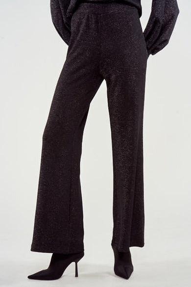 Pantalon noir de NOOR BY NORA GHARIB, avec paillettes, coupe confortable.