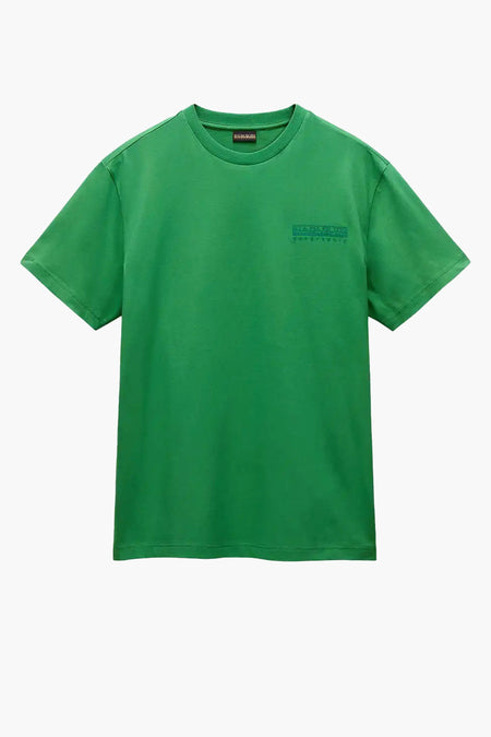 T-shirt vert avec manches courtes de Napapijri, doté d'un logo subtil sur la poitrine.