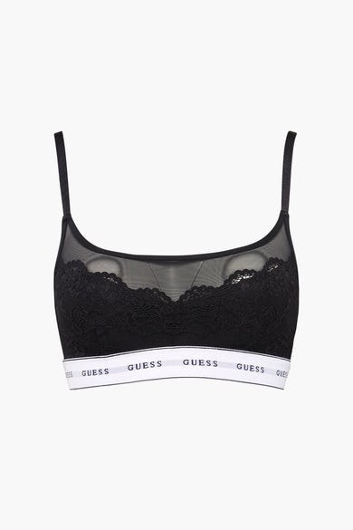 Gants de Guess noir avec des détails sur les bords et une bande élastique avec logo.