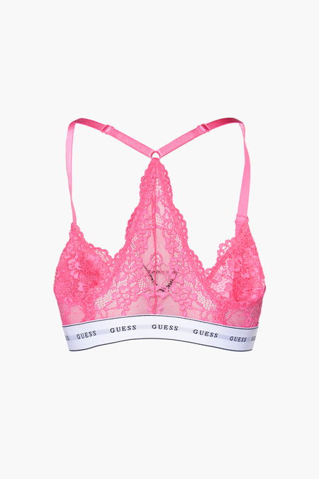 Robe de chambre rose de Guess, avec des détails sur les bords et une bande élastique blanche avec logo.