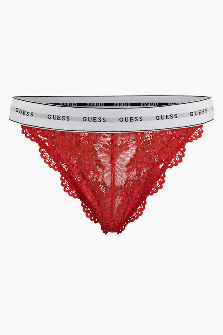 Slip rouge de Guess avec une ceinture blanche à logo.