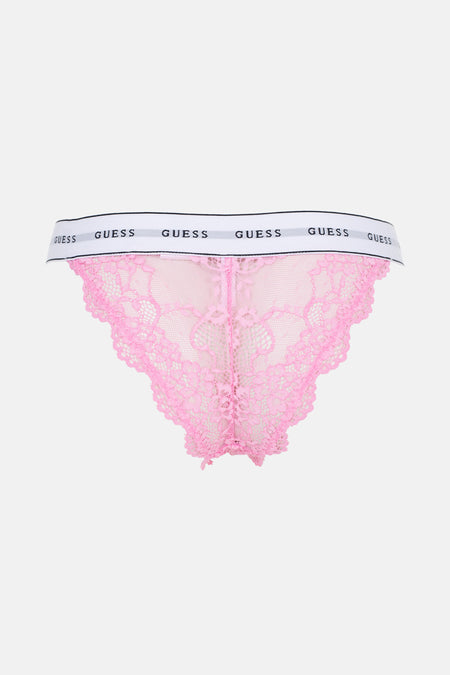 Robe rose de Guess avec des détails sur les bords et une ceinture élastique avec logo.