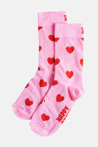 Chaussettes roses de Happy Socks avec imprimé de cœurs rouges.