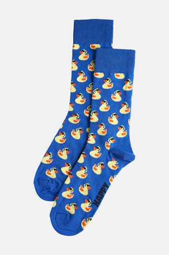 Chaussettes bleues de Happy Socks avec un motif de canards en caoutchouc jaunes.