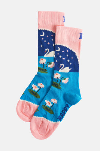 Chaussettes multicolores de Happy Socks, avec des cygnes, des lotus, des demi-lunes et des étoiles.