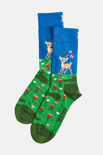 Chaussettes multicolores de Happy Socks avec un motif de cœurs, de fleurs et de cœurs.
