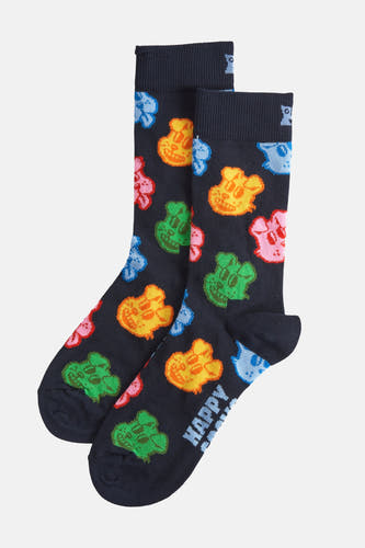 Chaussettes multicolores de Happy Socks avec des motifs de crâne frappants en bleu, jaune, rose et vert.
