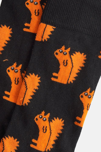 Chaussettes noires de Happy Socks® avec un motif de marteau orange.