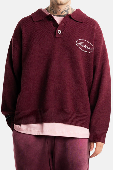 Pull à col en V - rouge