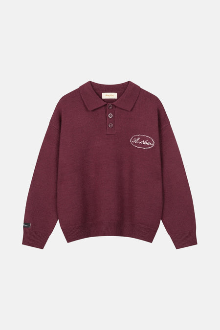 Pull à col en V - rouge