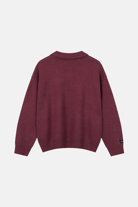 Pull à col en V - rouge