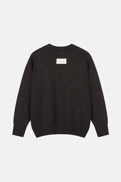 Sweat-shirt marron avec col rond de ANOTHER COTTON LAB, avec un étiquette au milieu.