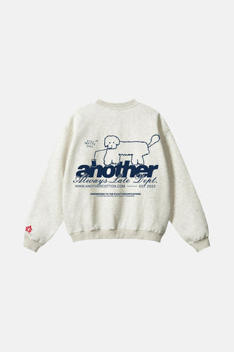 Gilet gris d'ANOTHER COTTON LAB avec une impression graphique d'un chien sur le dos.