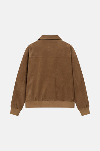 Veste courte brune d'ANOTHER COTTON LAB, avec des manches longues, un col et un logo sur le dos.