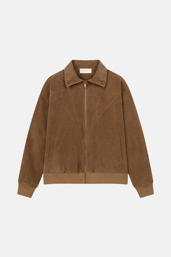 Veste courte brune d'ANOTHER COTTON LAB, avec fermeture à glissière et poches.