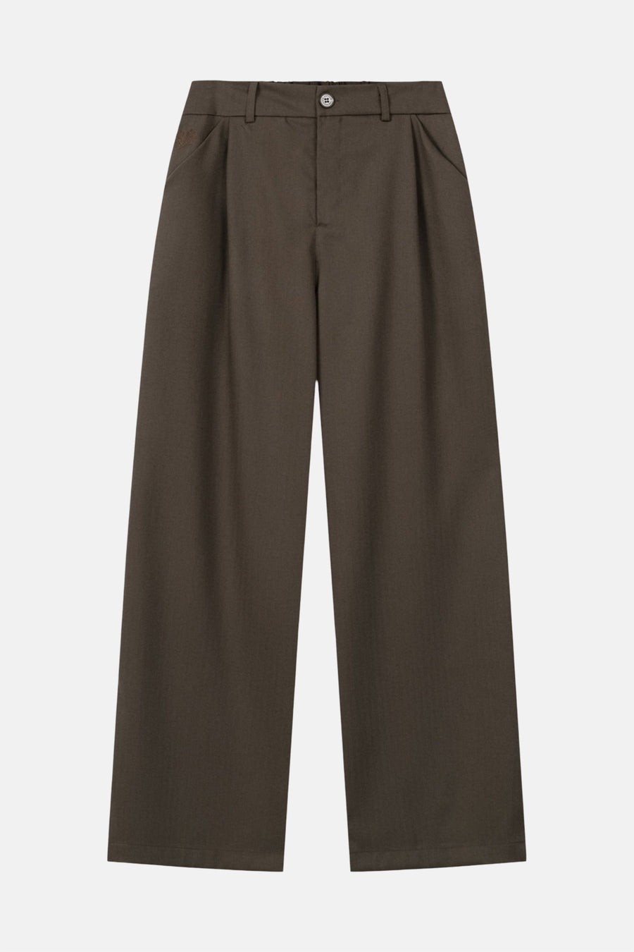Pantalon marron d'ANOTHER COTTON LAB, avec jambes larges et plis sur le devant.