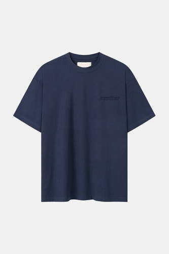 Blauw T-shirt met korte mouwen van ANOTHER COTTON LAB, met klein logo op de borst.