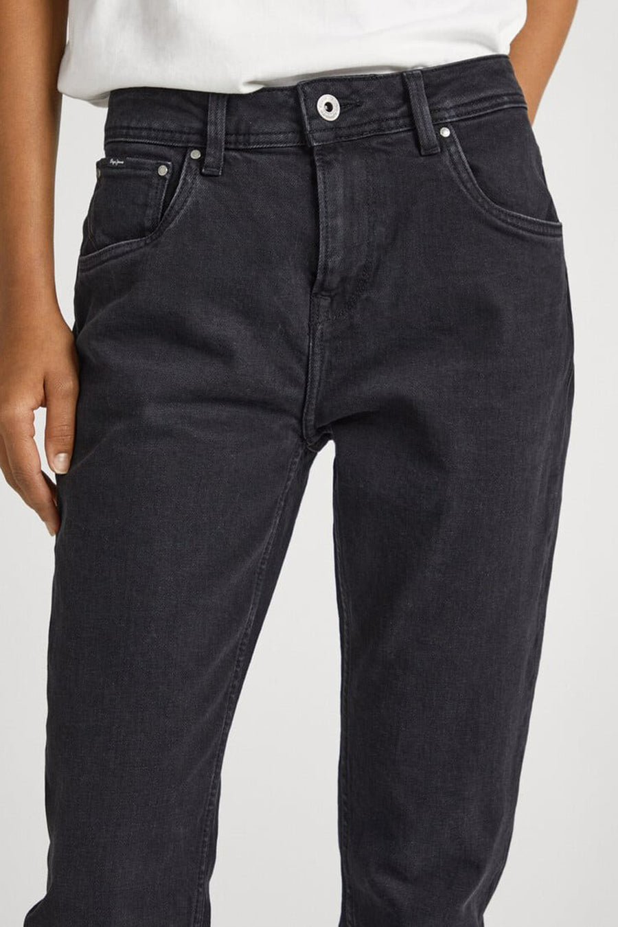 Zwarte mom jeans van denim van Pepe Jeans, met steekzakken aan de voorkant.