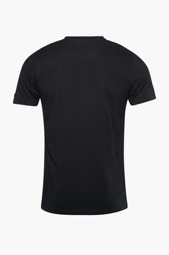 T-shirt noir de PRESLY & SUN, vu de derrière, avec des manches courtes et un motif uni.