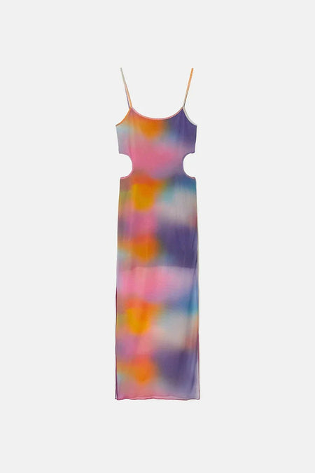 Robe sans manches multicolore de TALLY WEIJL, avec des découpes à la taille et une transition de couleur subtile.