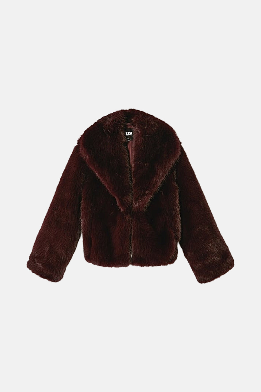 Manteau court de Bordeaux de TALLY WEIJL avec une grande col et des manches longues.