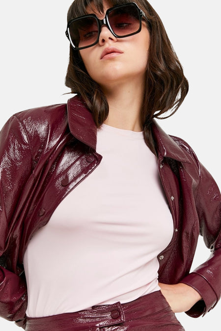 Veste en cuir - bordeaux