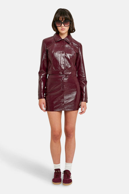 Veste en cuir - bordeaux