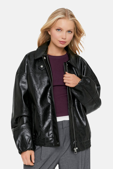 Veste en similicuir - noir
