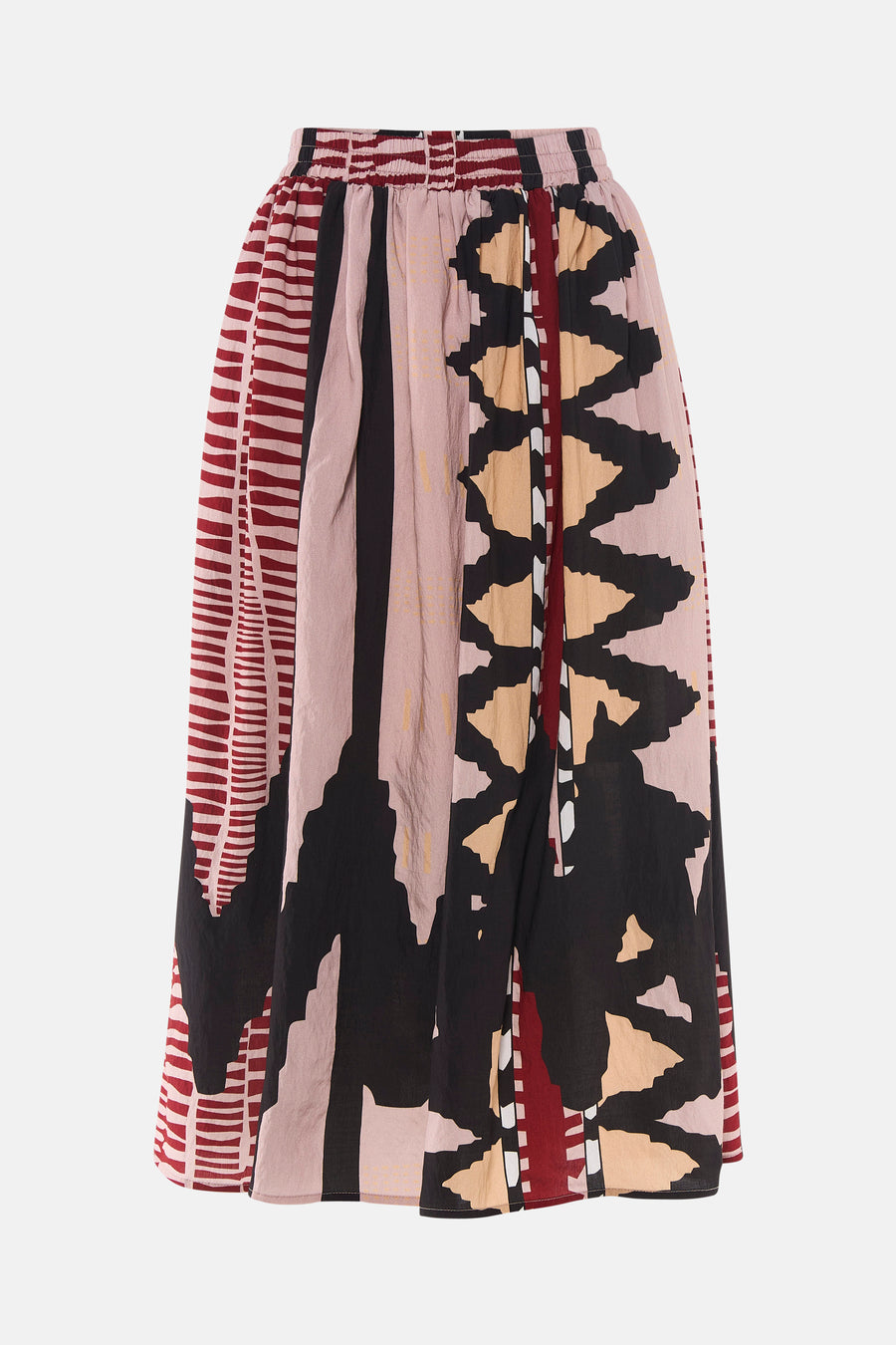 Multicolor casual rok van ADORE met patchworkprint, elastische taille en losse pasvorm, vooraanzicht