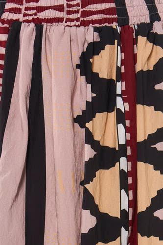 Multicolor patchwork rok van ADORE met elastische taille en mix van strepen, camouflage en stippenpatroon