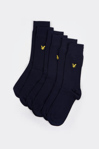 Chaussettes bleues de Lyle & Scott avec un logo doré.