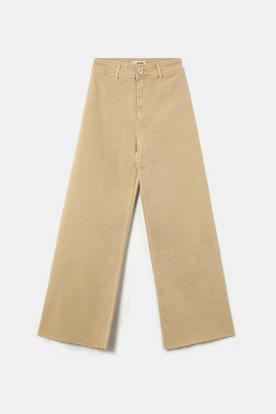 Pantalon color&eacute; - beige
