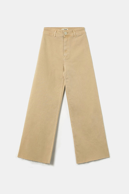 Pantalon color&eacute; - beige