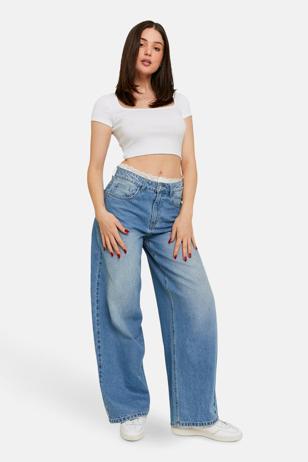 Jeans wide Mid blue denim - TALLY WEIJL