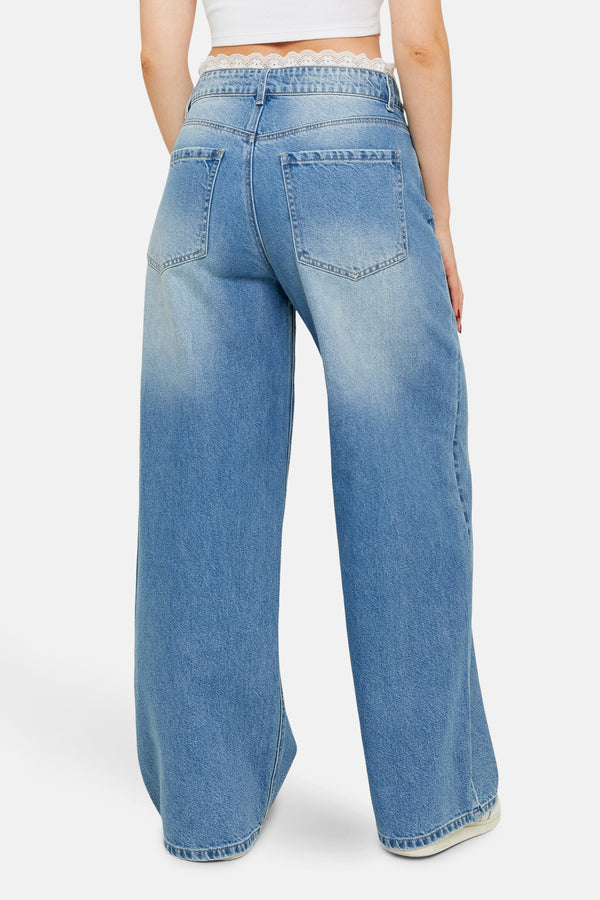 Jeans wide Mid blue denim - TALLY WEIJL