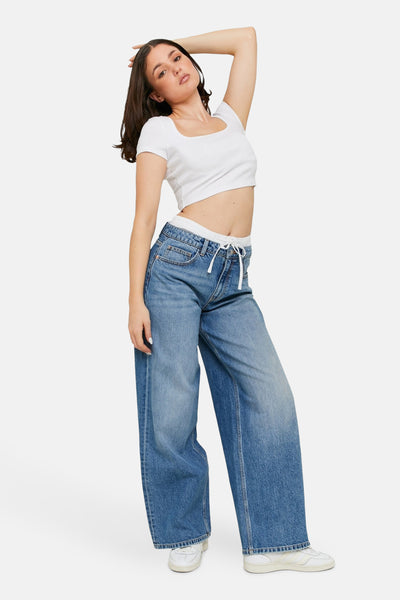 Jeans wide Mid blue denim - TALLY WEIJL