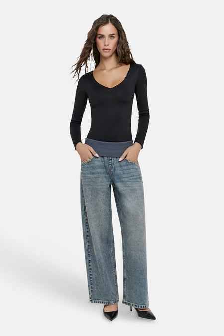 Jeans wide mid blue denim - TALLY WEIJL