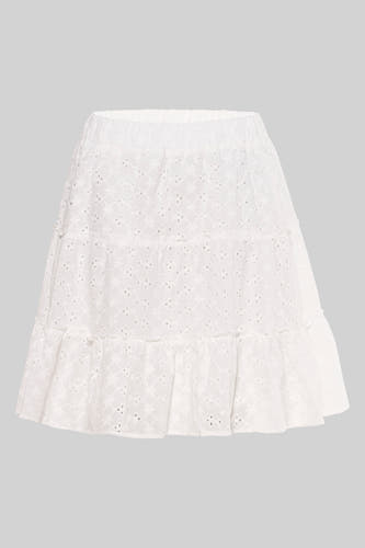 Robe courte blanche de HAILYS avec broderie et une ceinture élastique.