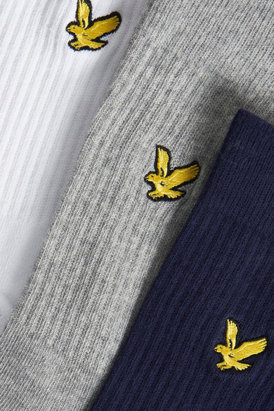 Chaussettes multicolores de Lyle & Scott, avec une texture côtelée et des logos brodés.